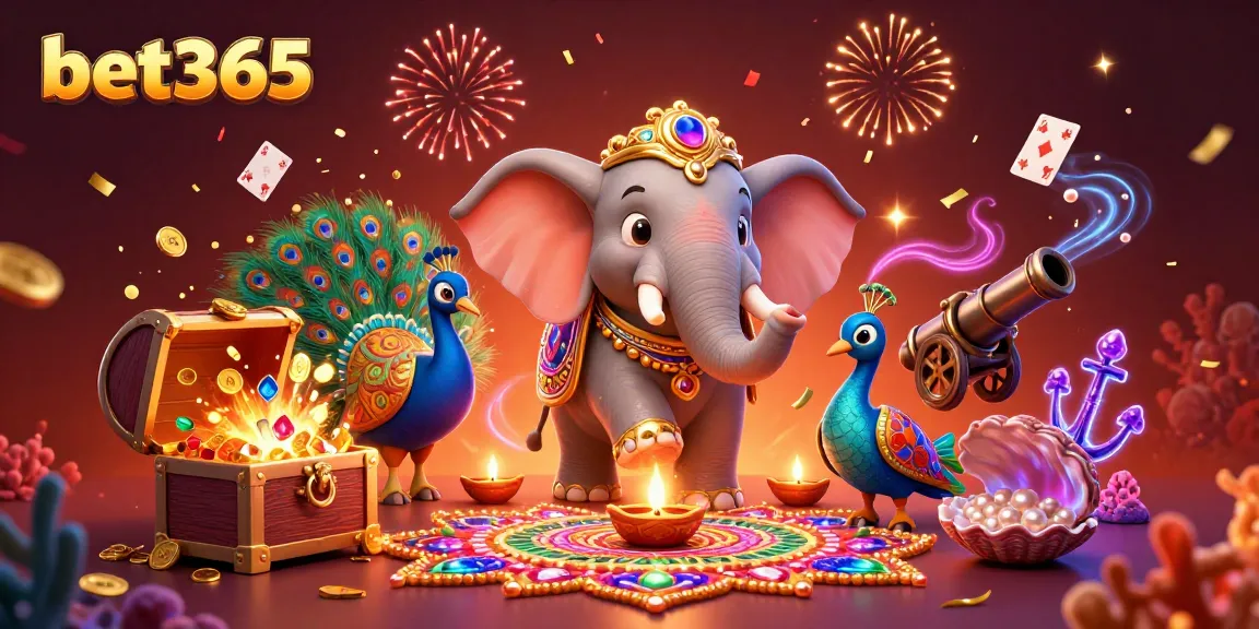 Experience vibrant gaming action at bet365 with a dynamic representation of exciting casino elements.