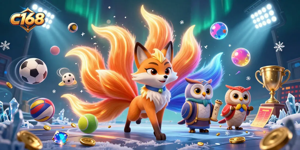 Experience the thrilling excitement of c168 with a vibrant casino atmosphere featuring a nine-tailed fox.